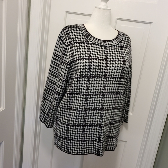 Calvin Klein Black Houndstooth Pullover Sweater Sz XL, Classic, Business Casual - Picture 5 of 9
